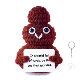 IYOOCSS Positive Crochet Poop Stuffed Animal Weird Things Funny Gag Gifts for Adult Friends Sister, Brother,Women Husband Office Decor (Reddish Brown Poo)