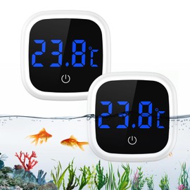 Brifit Aquarium Thermometer Mini, [Pack of 2] Digital Aquarium Thermometer for Freshwater Seawater, LED Display, Touch Screen, Precision Aquarium Thermometer Digital for Freshwater Marine Aquarium