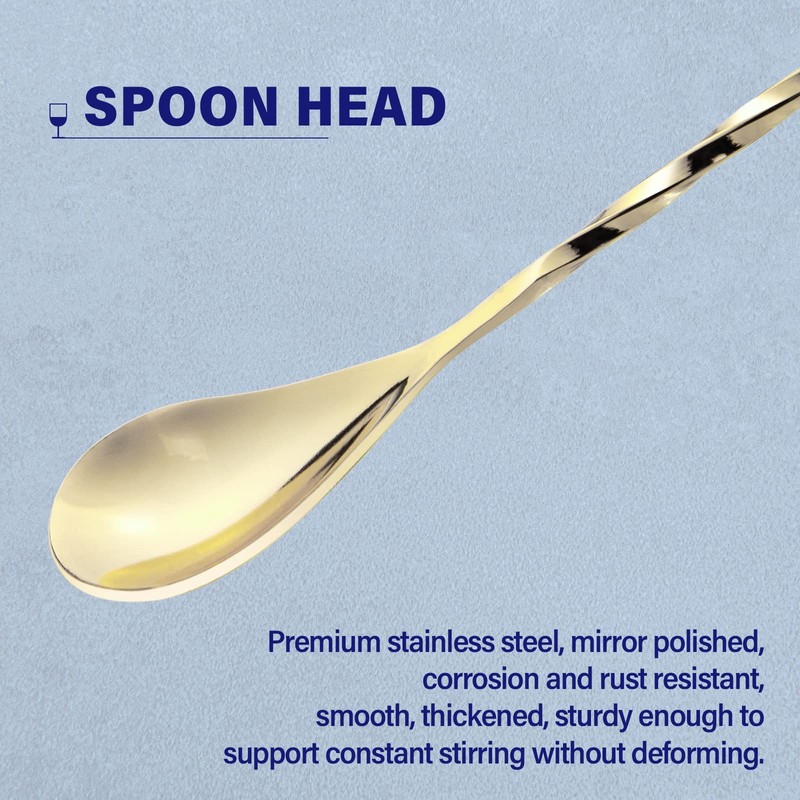 2 Pcs 12 Inches Bar Spoon, Long Handle Mixing Stirrers