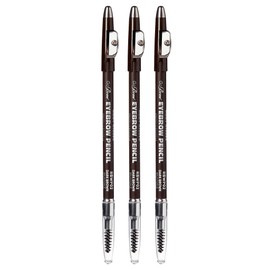 Ruby Kisses GoBrow Eyebrow Pencil, Sharpenable, Longwear, Long Lasting Eyebrow Wooden Pencil for Natural-Looking Brows 3 PACK (Dark Brown)