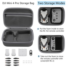 Miieomi Storage Bag for DJI Mini 4 Pro-Portable Drone Case Travel Handbag Carrying case Compatible with DJI Mini 4 Pro, RC 2/RC-N2 Remote Controller Accessories-(Grey)