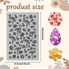 CHGCRAFT Flamingo Clay Texture Mat Plants Polymer Clay Texture Sheets DIY Tools for Clay Pottery Earring Jewelry Making Stamp Engraving Machines, 3.9x2.6inch
