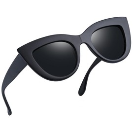 Joopin Fashion Polarized Cateye Sunglasses 2024, UV400 Protection Polarised Retro Oversized Cat Eye Sun Glasses for Women (Matte Black)