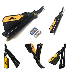 Limited Edition Men's New Hand Made Black and White with Gold Straight Edge Razor Knife Cut Throat Blade