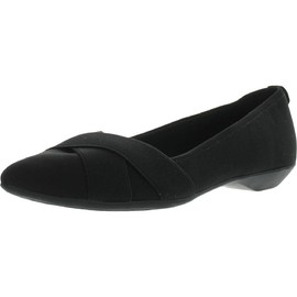 Anne Klein Womens Oalise Ballet Flat, Black/Black, 10 US