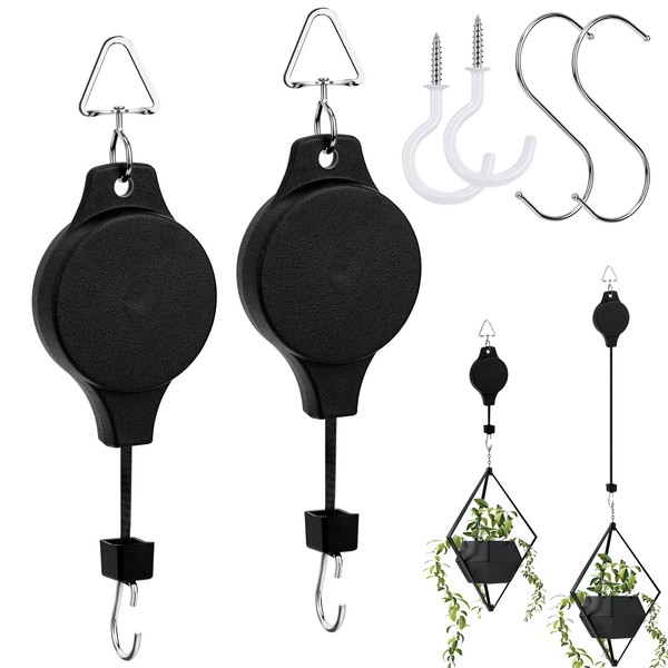 Yotako 2 Pack Hanging Basket Pulley, Heavy Duty Adjustable Plant