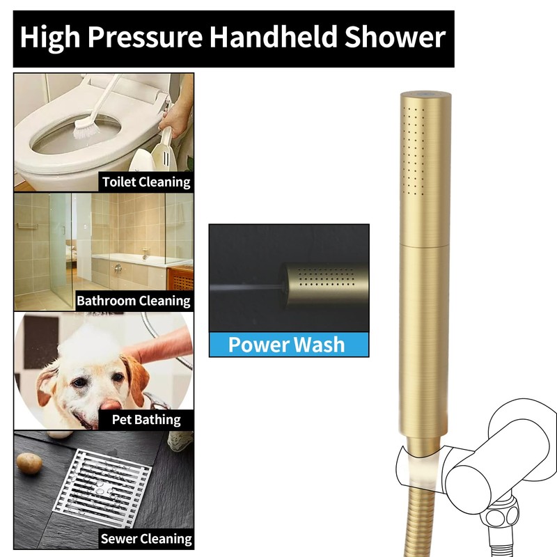 AYIVG Brushed Gold Finish Round Brass 2 In 1 Function