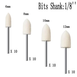 Luo ke 40 Pcs Bullet Shape Wool Polishing Bits - 1/8'' Shank Wool Felt Buffing Polishing Cone Kits for Dremel Rotary Tools (6mm/8mm/10mm/12mm)