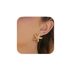 Starfish Earrings For Women，Gold Silver Summer Beach Jewelry Trendy Star Funny Starfish Earrings For Women Jewelry (small gold)