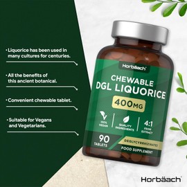 Horbaach DGL Licorice Root Tablets 400mg | Chewable High Strength Licorice Root Extract | 90 Tablets | Vegan & Vegetarian Friendly