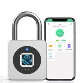 Pothunder Fingerprint Padlock, Fingerprint Lock with APP, Padlock with Keyless Biometric, Smart Padlock Waterproof Suitable for Gym, Locker, Gates, Fence and Storage