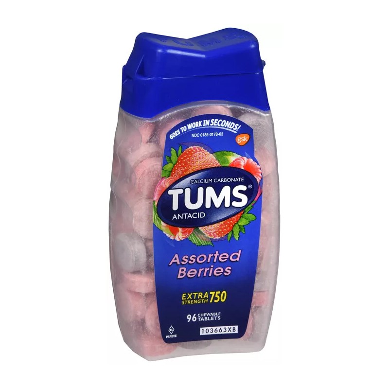 TUMS EXTRA TABLET BERRY 96CT calcium carbonate ORAL TAB CHEW