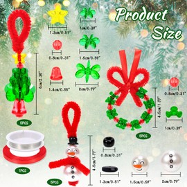 HOWAF Christmas Crafts for Kids, Christmas Beads Christmas Beaded Ornament Christmas Wreath Snowman Snowflake Xmas Tri Beads Chenille Stems DIY Christmas Decorations for Christmas Tree Decorations