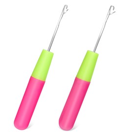 BUOKKON 2PCS Crochet Hook, Plastic Handle Crochet Needle, Dreadlock Latch Hook Kits for Adults Feather Hair Extension, Crochet Braids, Hook Beads (S & L)