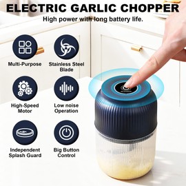 Casbomy Electric Garlic Chopper, Mini Portable Wireless Veggie Chopper with 6 Sharp Blades, Garlic Mincer for Home Kitchen Gadget