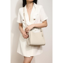 Kyoei-Tech Women's Handbag High-Quality Genuine Leather Shoulder Bag Leather Bag Formal Bag Shoulder Bag Diagonal Bag with Silk Scarf Bag Ultra-Lightweight 592g Self-Standing Fashionable Cute Stylish