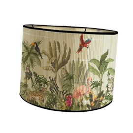 WeiLaiKeQi Bamboo Lamp Shades Drum Lamp Shade E27 Farmhouse Decorative Lampshade Japanese Lampshade for Table Lamps Desk Lamps, Birds