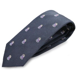 Michi Kolondon Brand Necktie, 100% Silk, Jacquard Woven Crest, Coat of Arms Pattern, B Pattern: Gray