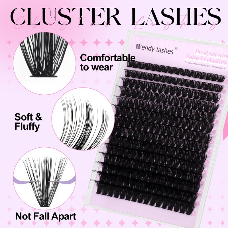 Eyelash Extensions, D Curl, Natural Eyelash Clusters, Lashes, 100D-10-18 mm,
