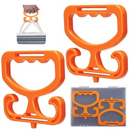 Grocery Bag Carrier with Plastic Storage Box, 2 Pack Grocery Bag Holder for Plastic Bags, Holds 100lbs, Heavy Duty Carry Handle, Comfortable Grip to Carry Bags, Buckets, Shopper Accessories, Orange