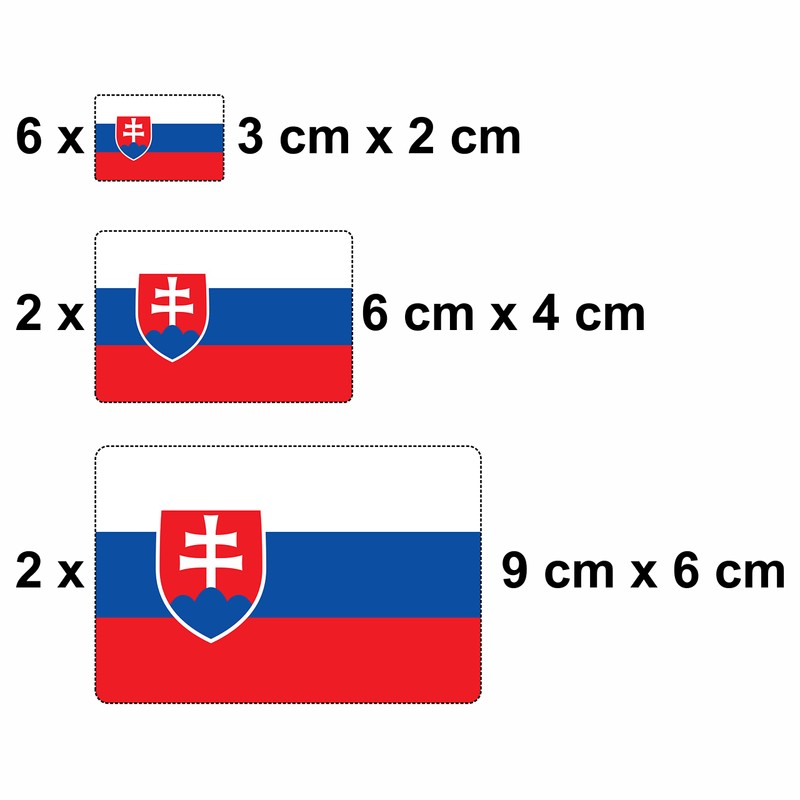 Set of 10 Flag Stickers Slovakia Car Sticker