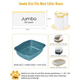 KONE Cat Litter Box Liners, 30 Count Jumbo Extra Durable Large Drawstring Kitty Litter Pan Bags Cat Waste Litter Bags Pet Cat Supplies 36" x 18"