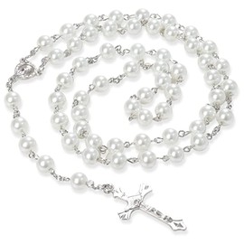 Rosary Beads Catholic for Woman Men Rosary Catholic Necklace Jesus Christ Cross Rosary Necklace for Boys Girls Religious Jewelry Gifts
