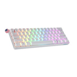 Geeky GK61 SE 60% | Teclado Mecánico de Juego | 61 Teclas Multicolor RGB LED Retroiluminado para Gaming PC/Mac | ANSI US Teclado Americano (Blanco, Mechanical Speed Silver)