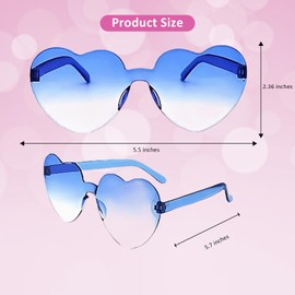 Bachelorette Party Favor, Heart Sunglasses, 16 Pack Heart Shaped Rimless Transparent Cute Fun Sunglasses for Women Valentines Day Gifts Party Supplies (1 White+15 Gradient Blue)