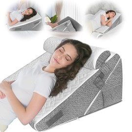 GUWELL Wedge Pillow for Headboard, Adjustable Bed Wedge Pillow Set with Orthopedic Memory Foam Neck Cushion