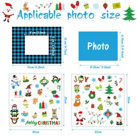 24 Packs Christmas Photo Frame Xmas Craft DIY Picture Frame Ornaments with Stickers Christmas Photo Frame Cards Game DIY Xmas Gift Winter Decorations for Christmas Party Xmas Tree (Blue and Black)