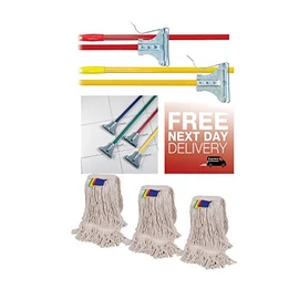PDL Kentucky MOP Handle Colour Coded Steel Holder C/W 3 X 120Z Kentucky MOP Heads