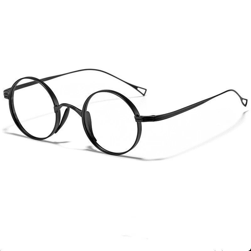 Coyee Titanium Round Eyeglass Frame Retro Glasses Ultralight Spectacles Black