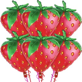 Pack of 6 Strawberry Balloons, Strawberry Balloons, Birthday Party Balloons, Strawberry Foil Balloons, Helium Balloons, Strawberry Balloons, Strawberry Birthday Party, Baby Shower Decorations