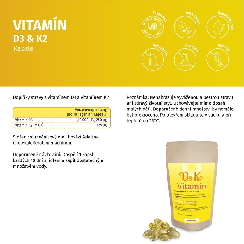 Vitamin D3 10,000 IU + Vitamin K2 125 mcg Menaquinon