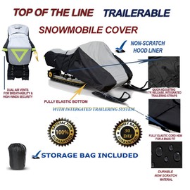 SBU 600 Denier Snowmobile trailerable Cover Compatible for The 2013-2018 Ski Doo Bombardier Model Tundra LT 600 ACE snowmachine sled.