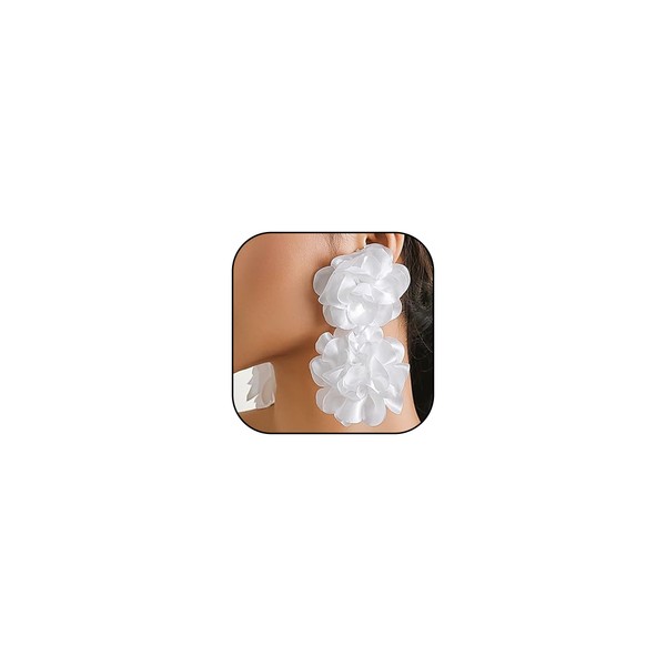 Stocking Stuffers Flower Earrings for Women Girls Exaggerated Satin Large