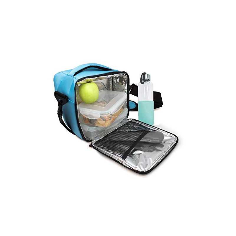 NERTHUS Lunch Shoulder Bag and Two Pockets: Blue, 22 x