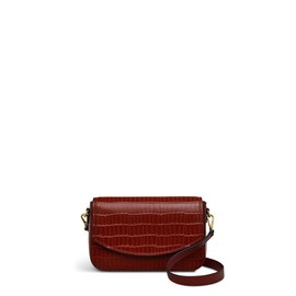 RADLEY London River Road Women's Small Faux Crocodile Leather Flapover Crossbody Bag, Rust Brown
