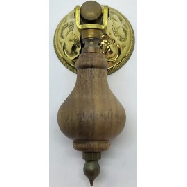 Eastlake East Lake Single Post Pendant Pull Victorian drop teardrop brass walnut wood  - Small, Polished Brass/Walnut