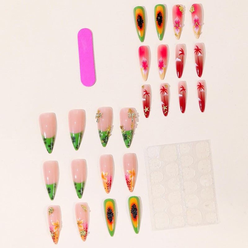Press on Almond Nails Pointed Acrylic False Fake Nails(T1567)