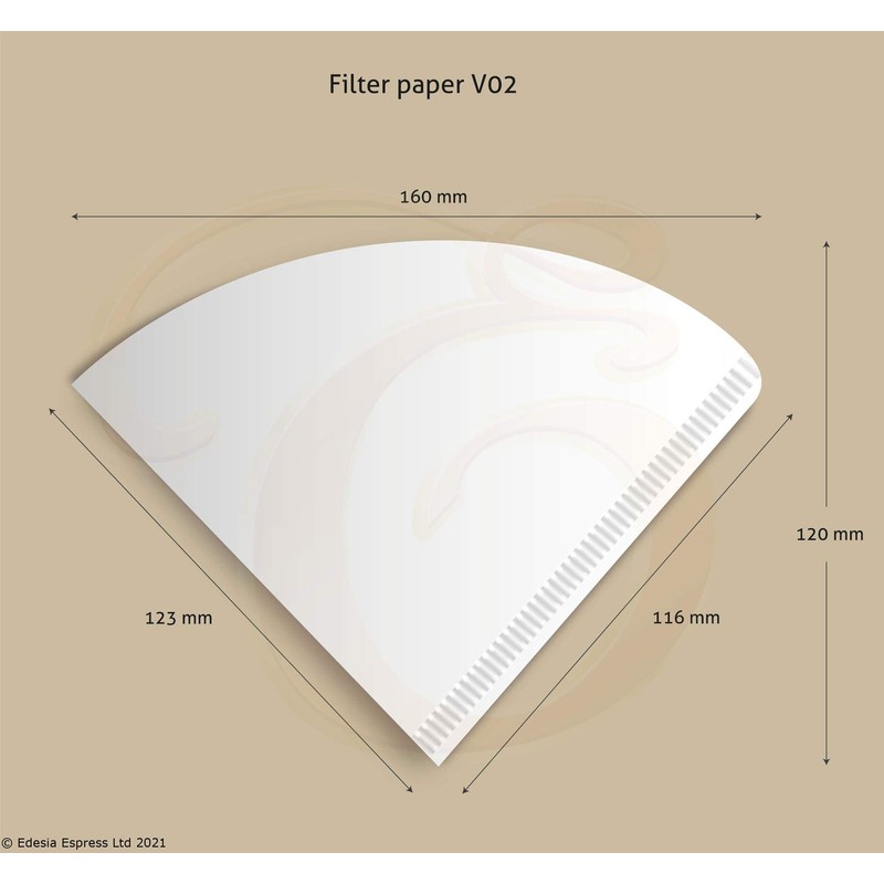 300 Size V02 White Coffee Filter Papers, Compatible with Hario