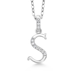 Gem Stone King Initial Pendant Necklace Letter A to Z Alphabet | 925 Sterling Silver | White Moissanite | Gift Women Mother's Day Christmas Wife Mom Girlfriend Anniversary Birthday | By Keren Hanan