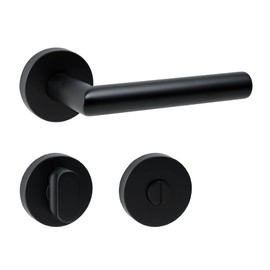 ck-türbeschläge New Orleans Door Handle Set Matt Black for Room Doors DIN Standard (Toilet / Bathroom)