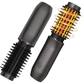 Cordless Hot Brush - Travel Portable Hair Straightener Brush, 4 Temperatures | Fast Heating, Anti-Scald, and Anti-Frizz, Cordless Straightener Tool for Travel, Date, Work - Classic Black