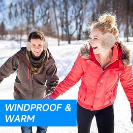 omitium Ear Warmers, Winter Ear Warmers, Foldable Adjustable Plush Earmuffs, Comfortable, Soft, for Winter Riding, Warm Earmuffs for Men and Women, camel powder