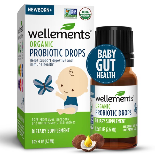 Wellements Organic Baby Probiotic Drops (0.25 Fl Oz) - Digestive