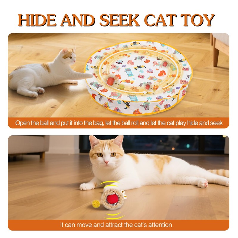 njbbx 28-Inch Interactive Cat Play Mat with Automatic Rolling Ball