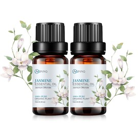 2-Pack Jasmine Essential Oil - 100% Pure Organic Natural Plant (Jasmium Officinale) Jasmine Oil for Diffuser, Aroma, Spa, Massage, Yoga, Perfume, 2x10ML