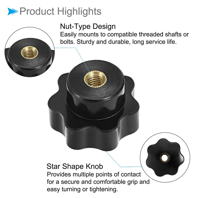 CoCud Star Knob, 31mm Diameter M6, Plastic Head Female Clamping